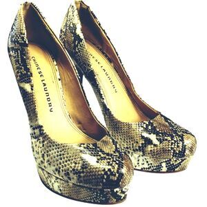 Faux Snakeskin Platform Stilleto Heels Women's 8.5 Slip On Pumps